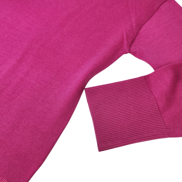 Banana Republic Pink Fuchsia 100% Merino Wool Sweater V-Neck Size Small - Picture 8 of 13
